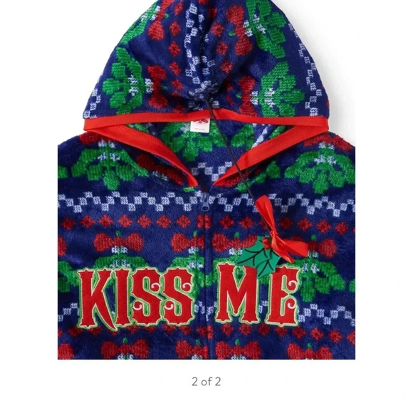 Holiday Time “Kiss Me” Mistle Toe Christmas Onsie - Picture 2 of 10